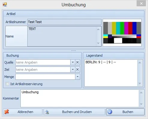 Dialog zur Umbuchung
